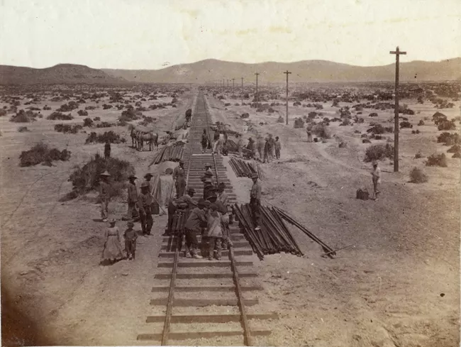 Chinese workers building the Central Pacific Railroad, California, Photo by Alfred A. Hart, 1867